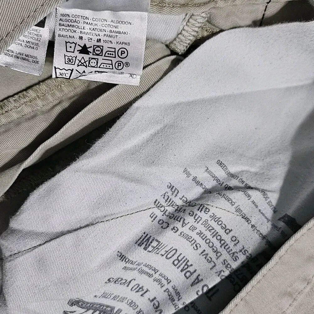 Levi's Men's 559 Relaxed Straight Size 33x32 (33x27) Beige Pants 100% Cotton - Picture 4 of 11